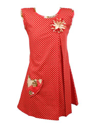 red cotton frock - 15005229 - Very Small Image - 1