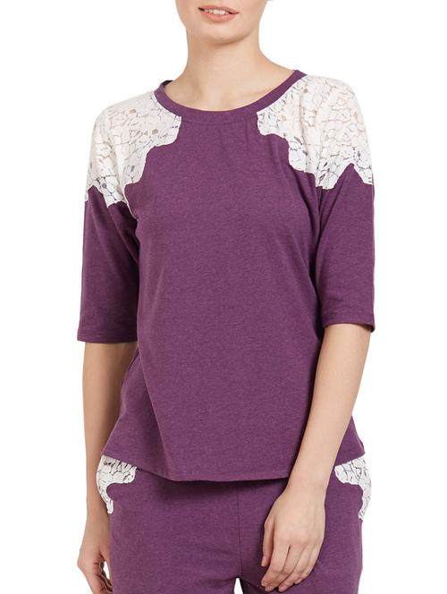 solid purple cotton sleepshirt - 15005252 - Standard Image - 1