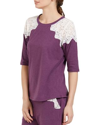 solid purple cotton sleepshirt - 15005252 - Standard Image - 2