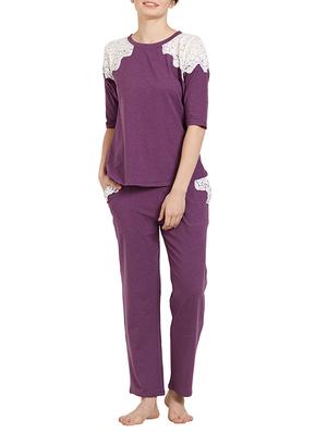 solid purple cotton sleepshirt - 15005252 - Standard Image - 4