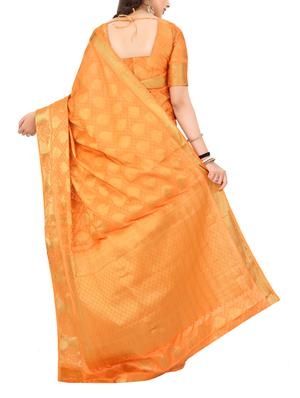 peach silk woven saree with blouse - 15005510 - Standard Image - 2
