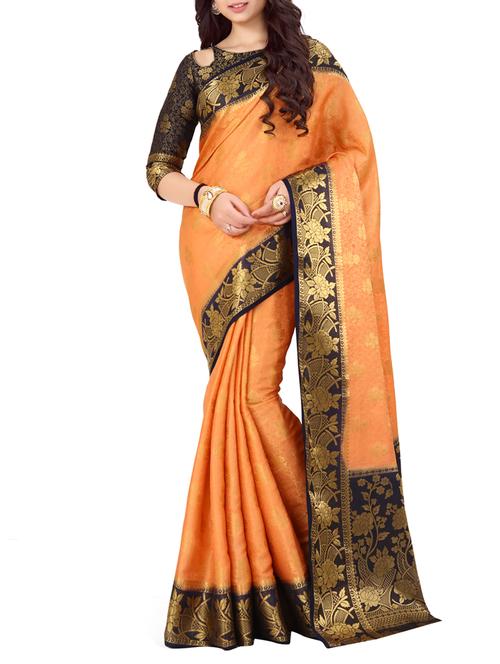 peach art silk woven saree with blouse - 15005515 - Standard Image - 1