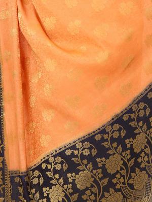 peach art silk woven saree with blouse - 15005515 - Standard Image - 3