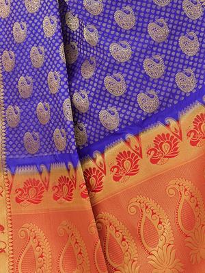blue silk woven saree with blouse - 15005520 - Standard Image - 3