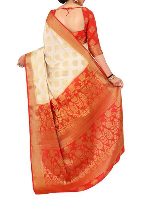 beige silk woven saree with blouse - 15005522 - Standard Image - 2