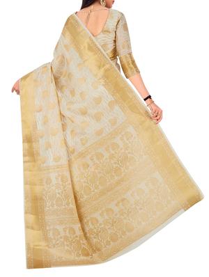 beige silk woven saree with blouse - 15005528 - Standard Image - 2