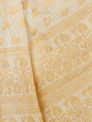 beige silk woven saree with blouse - 15005528 - Standard Image - 3