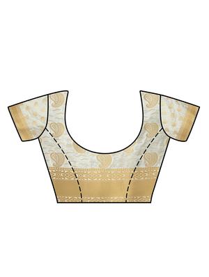 beige silk woven saree with blouse - 15005528 - Standard Image - 4