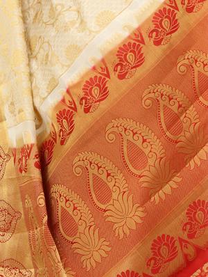 beige silk woven saree with blouse - 15005530 - Standard Image - 3