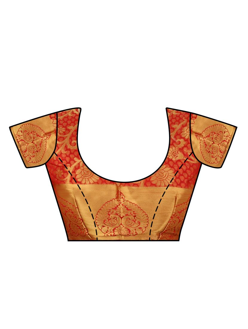 beige silk woven saree with blouse - 15005530 - Zoom Image - 4