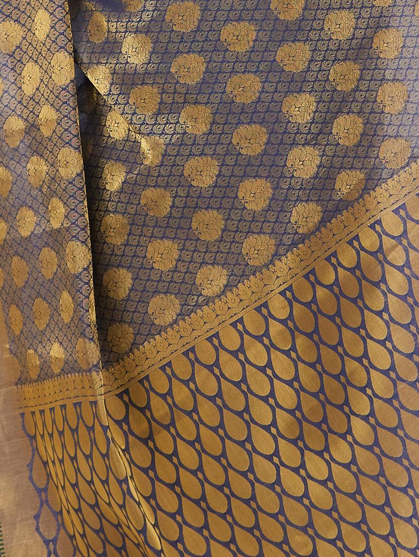 blue silk kanjivaram saree with blouse - 15005550 - Zoom Image - 3