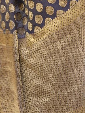 blue silk kanjivaram saree with blouse - 15005559 - Standard Image - 3