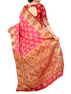 pink silk kanjivaram saree with blouse - 15005564 - Standard Image - 2