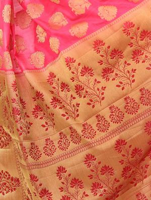 pink silk kanjivaram saree with blouse - 15005564 - Standard Image - 3