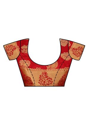 pink silk kanjivaram saree with blouse - 15005564 - Standard Image - 4