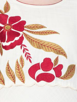 white embroidered rayon dress - 15006112 - Standard Image - 4