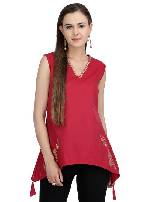 KAANCHIE NANGGIA maroon cotton top - 15006832 - Standard Image - 1