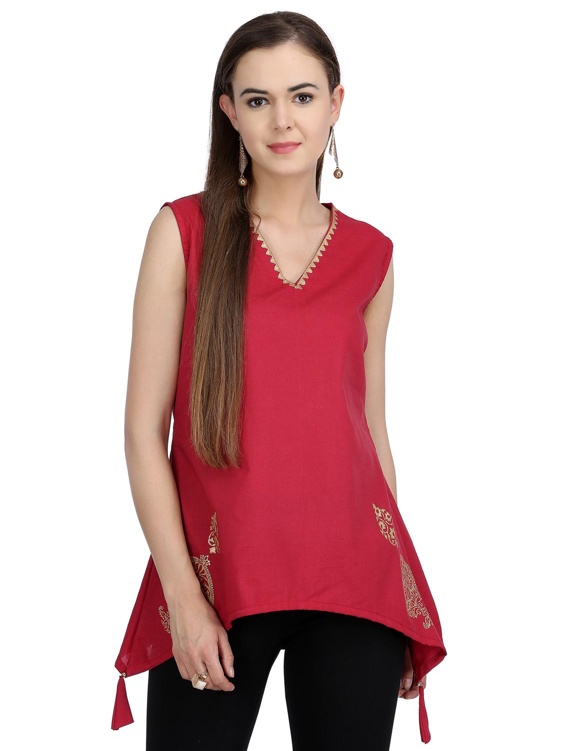 KAANCHIE NANGGIA maroon cotton top - 15006832 - Zoom Image - 1