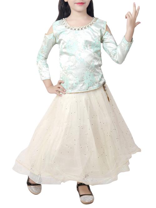 green silk blend lehnga choli - 15006981 - Standard Image - 1