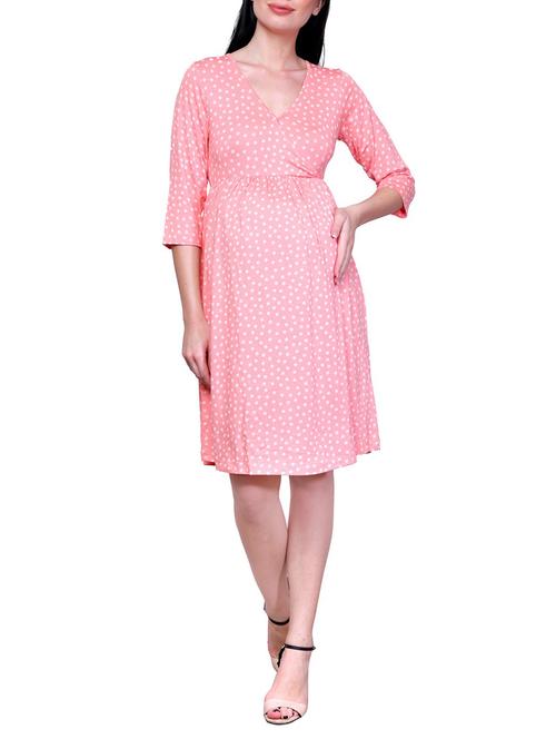pink jersey maternity wear dress - 15006995 - Standard Image - 1