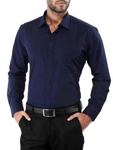 navy blue cotton formal shirt - 15007069 - Very Small Image - 1