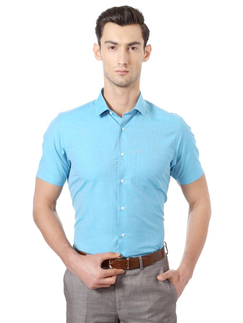 blue cotton blend formal shirt - 15007115 - Zoom Image - 1
