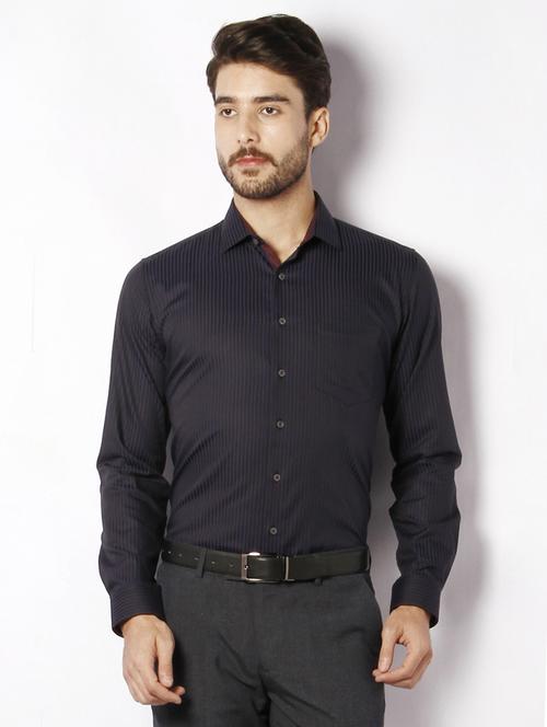 navy blue cotton formal shirt - 15007123 - Standard Image - 1