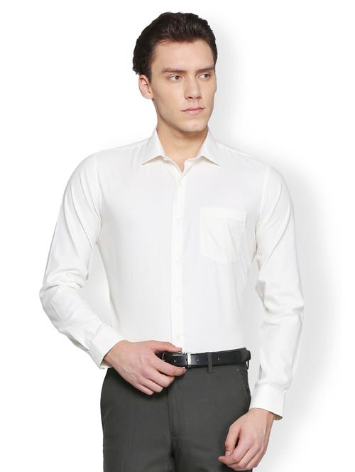 off white cotton formal shirt - 15007172 - Standard Image - 1