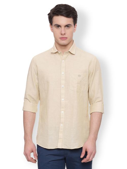 beige cotton blend casual shirt - 15007200 - Standard Image - 1