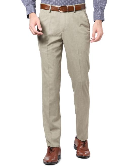 grey polyester blend flat front formal trouser - 15007264 - Standard Image - 1