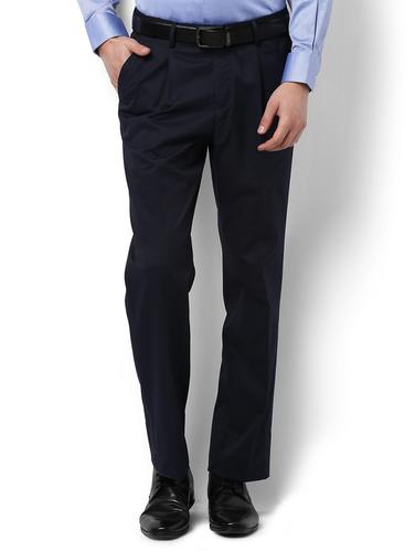 navy blue polyester blend pleated formal trouser - 15007285 - Very Small Image - 1