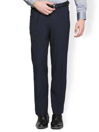 navy blue polyester blend pleated formal trouser - 15007288 - Very Small Image - 1