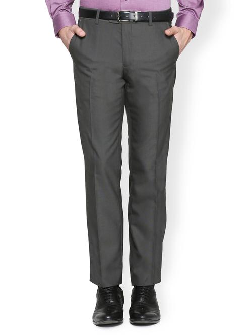 grey polyester blend flat front formal trouser - 15007305 - Standard Image - 1