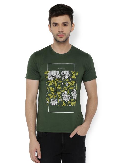 green cotton chest print t-shirt - 15007320 - Standard Image - 1