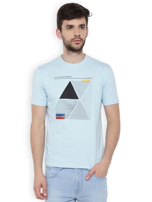 blue cotton chest print t-shirt - 15007322 - Standard Image - 1