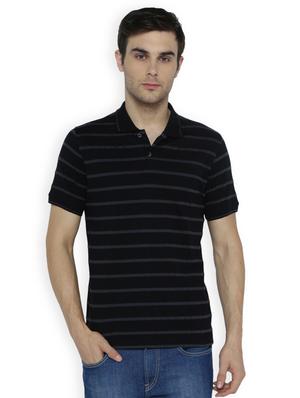black cotton striped t-shirt - 15007325 - Standard Image - 1
