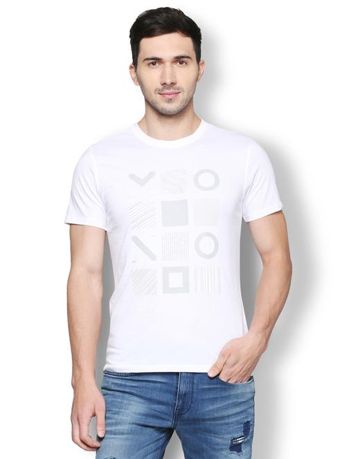 white cotton blend chest print t-shirt - 15007333 - Standard Image - 1