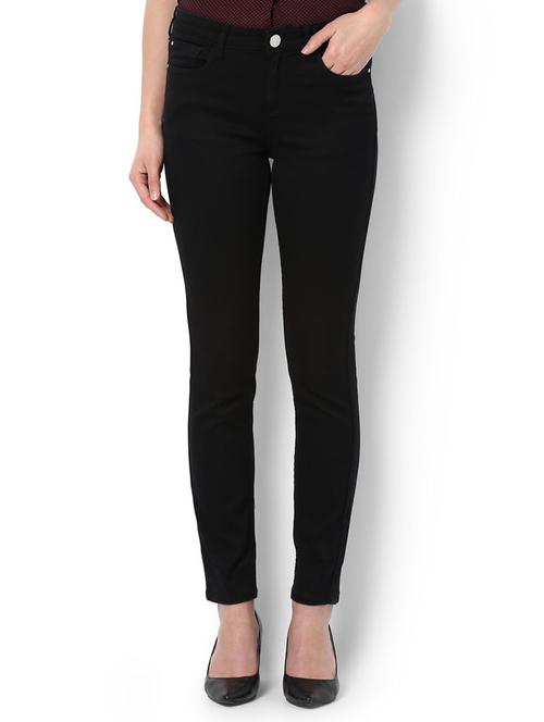black solid denim jeans - 15007375 - Standard Image - 1