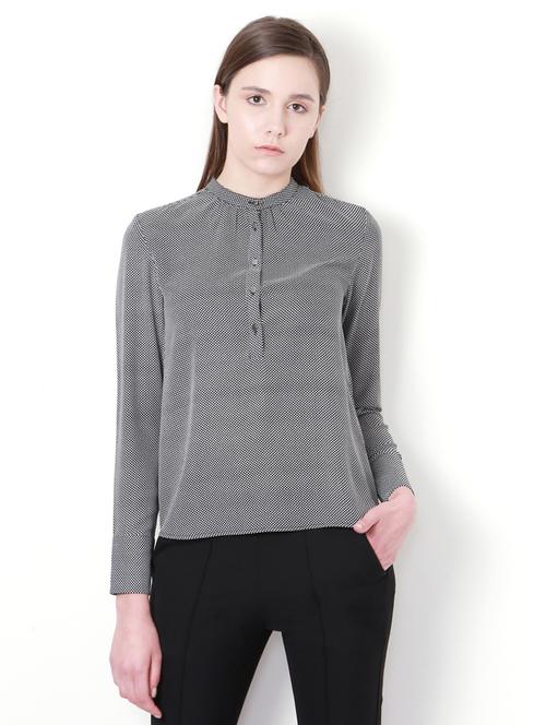 mandarin collared printed top - 15007480 - Standard Image - 1
