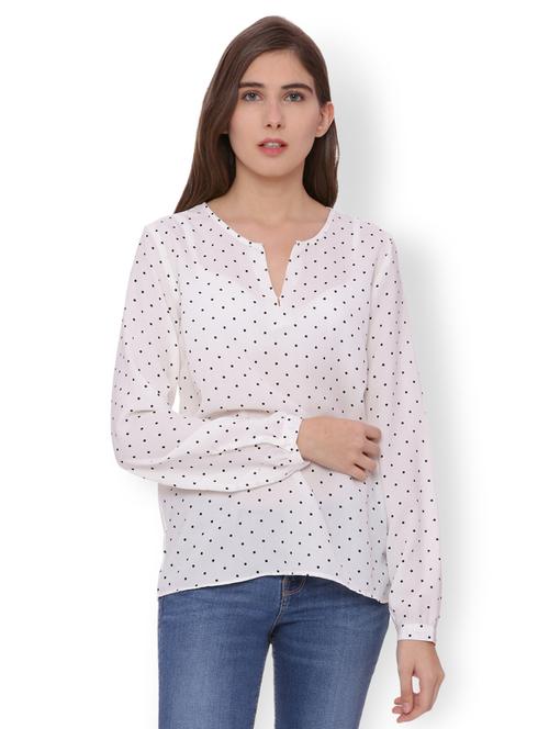 Polka dot notch neck top - 15007486 - Standard Image - 1