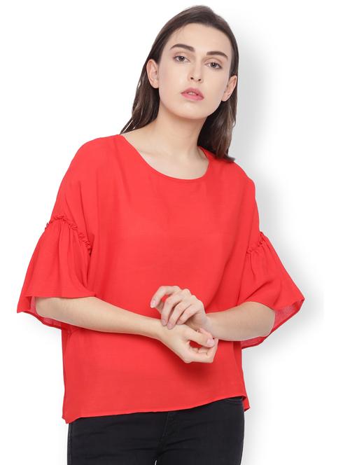 Frill detail bell sleeved top - 15007502 - Standard Image - 1