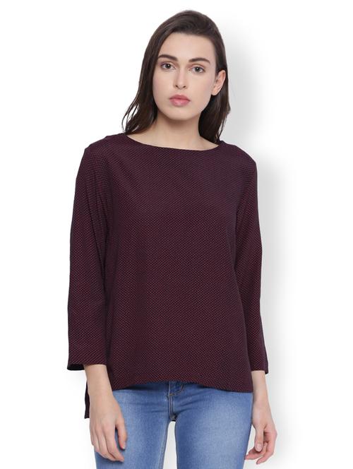 Fine checked boat neck top - 15007504 - Standard Image - 1