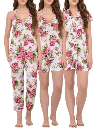 white floral nightwear set - 15007684 - Very Small Image - 1