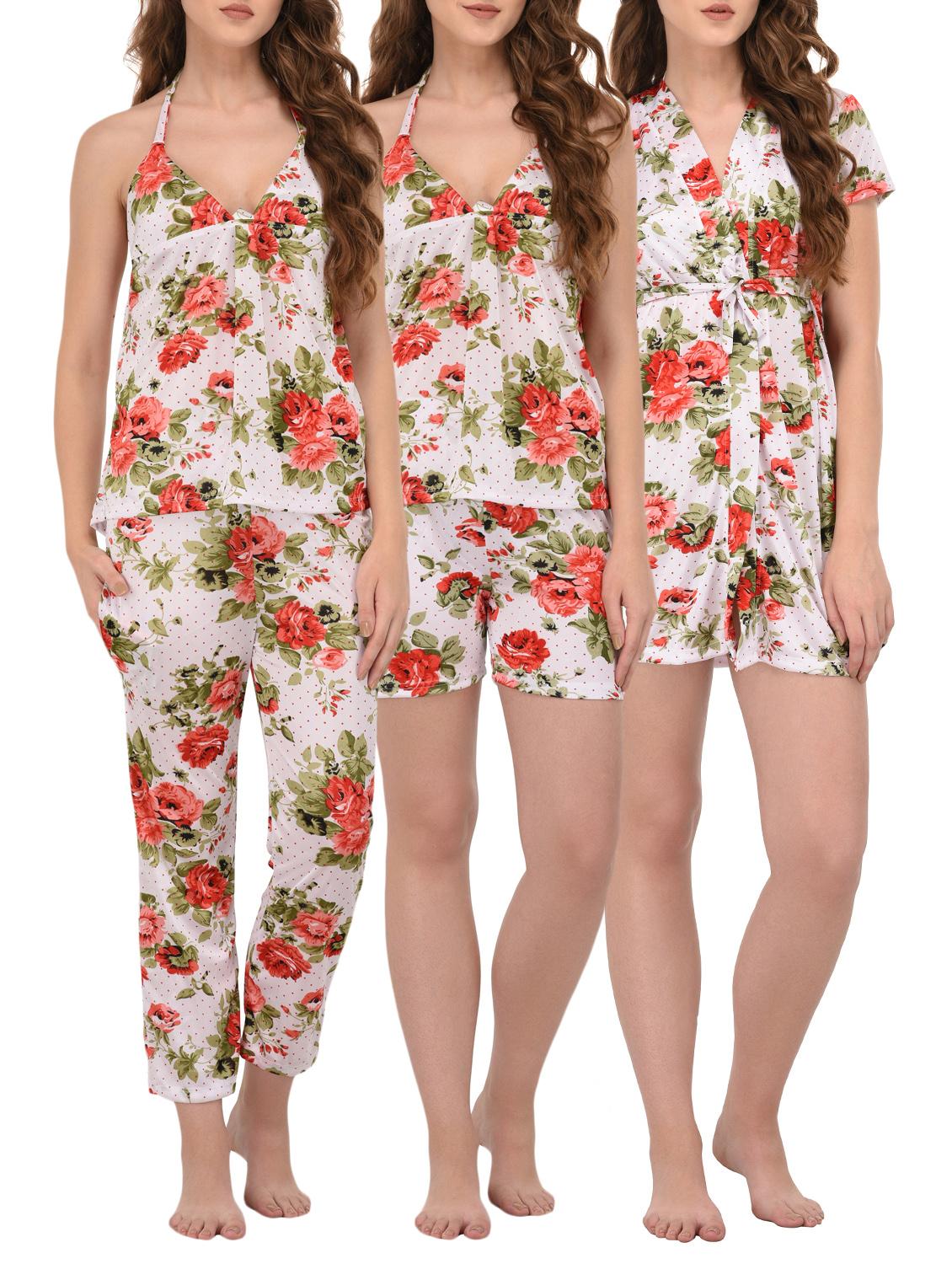 white floral nightwear set - 15007685 - Zoom Image - 1