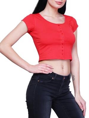 red solid crop top - 15007769 - Standard Image - 2