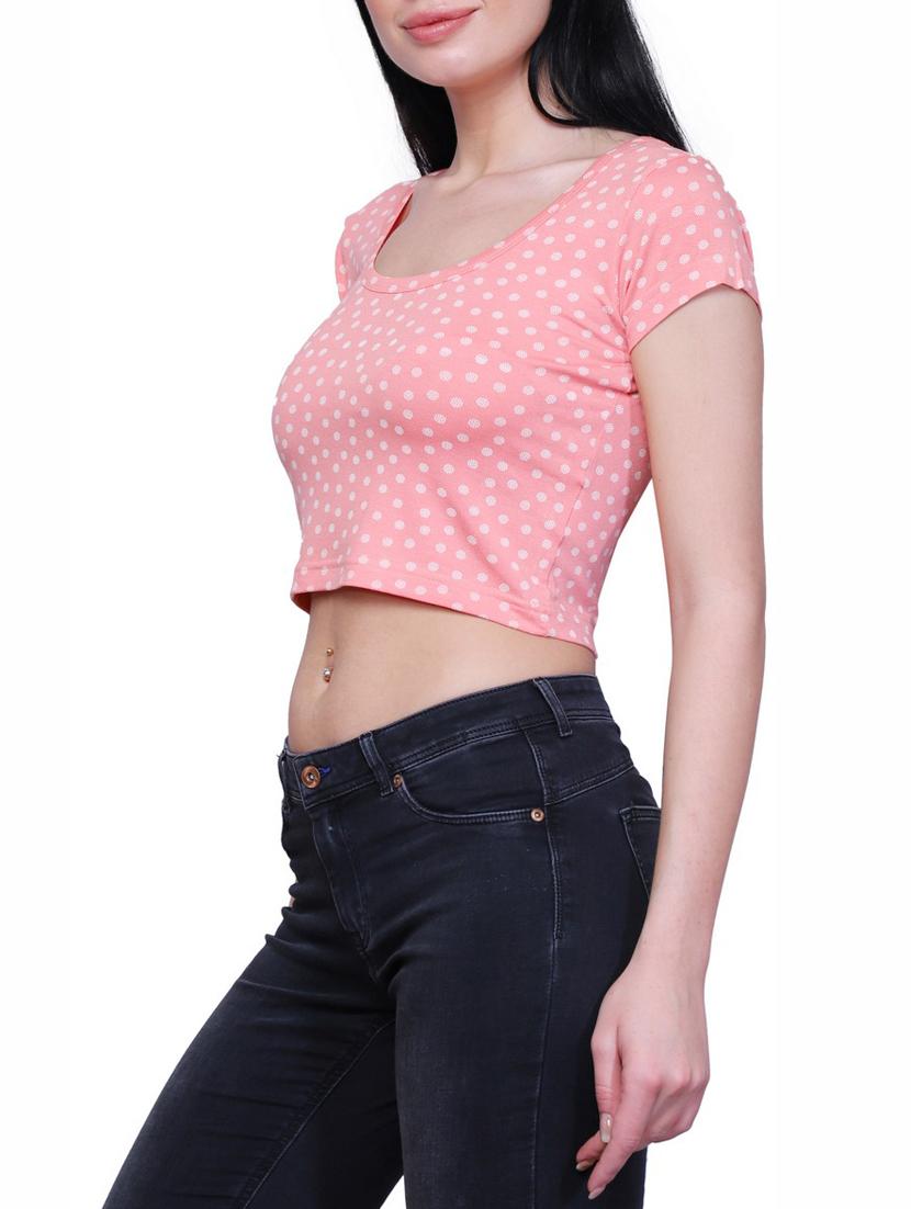 pink viscose polka dotted crop top - 15007770 - Zoom Image - 2