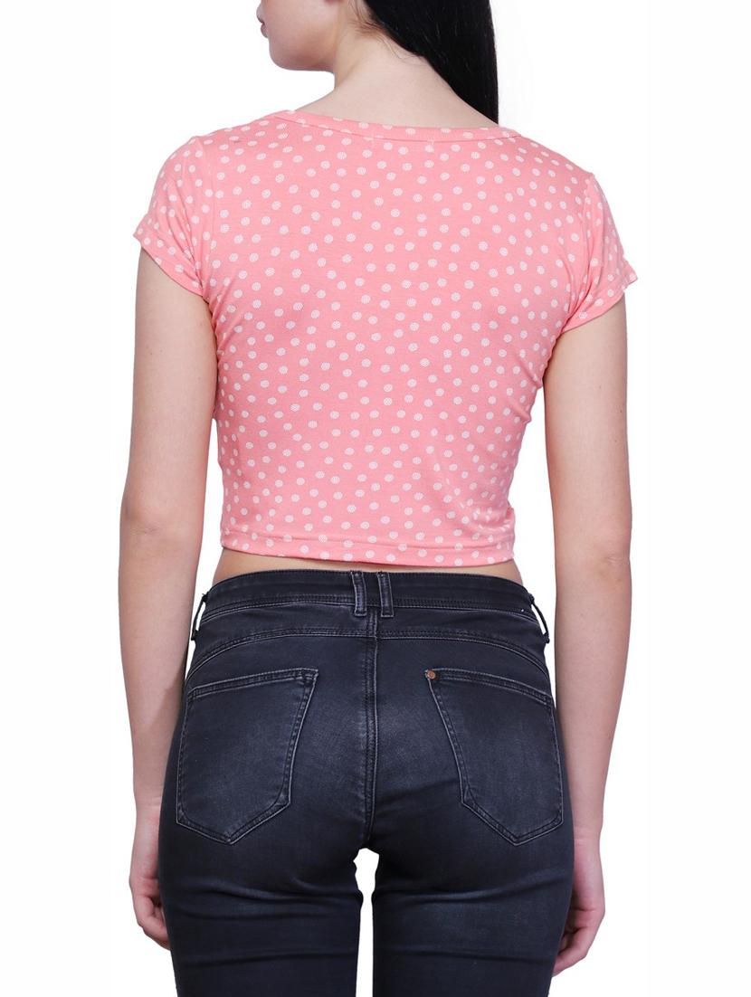 pink viscose polka dotted crop top - 15007770 - Zoom Image - 3