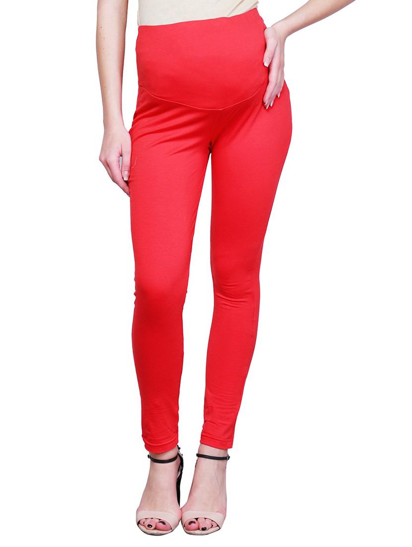 red solid maternity wear leggings - 15007932 - Zoom Image - 1