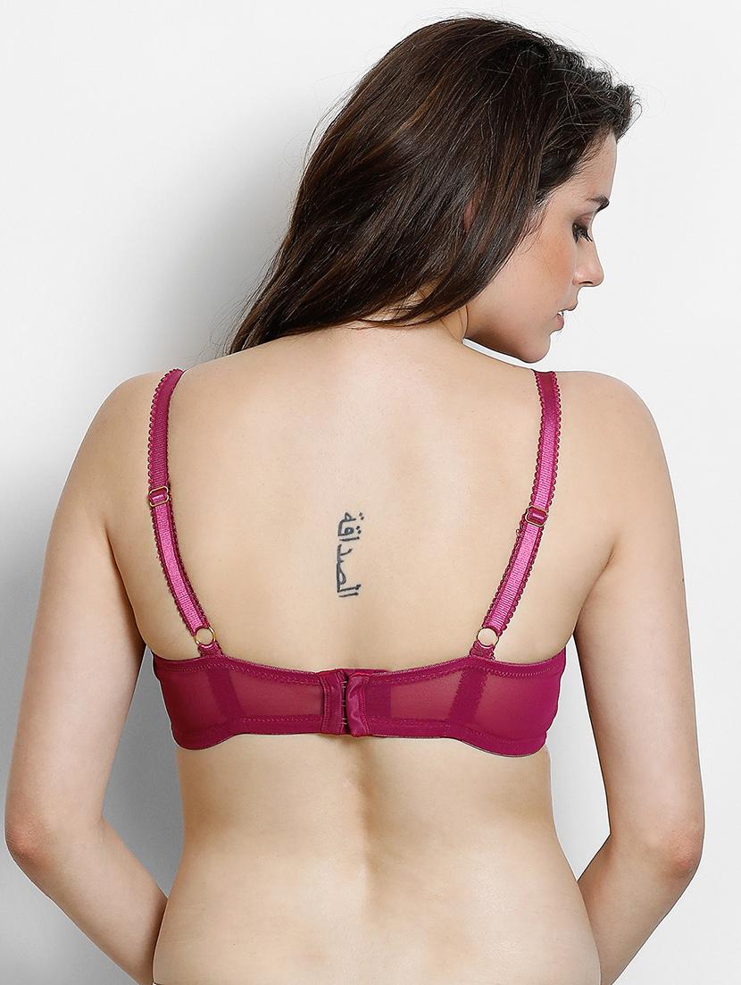 bow patch lace panel bra - 15008032 - Zoom Image - 3
