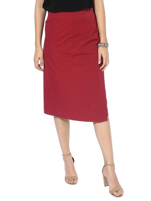 red solid cotton wrap skirt - 15008117 - Very Small Image - 1